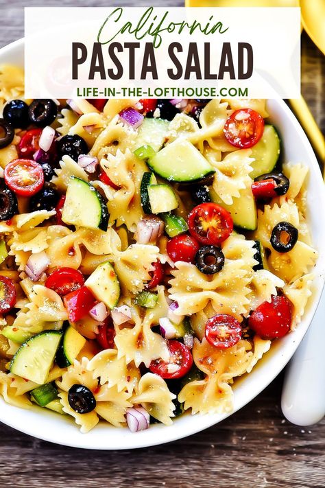 Flavor-packed California Pasta Salad California Pasta Salad, California Pasta, Pasta Farfalle, Amazing Pasta, Summer Pasta Salad Recipes, Cold Pasta Salad Recipes, Easy Pasta Salad Recipe, Cold Pasta Salad, Salad Pasta