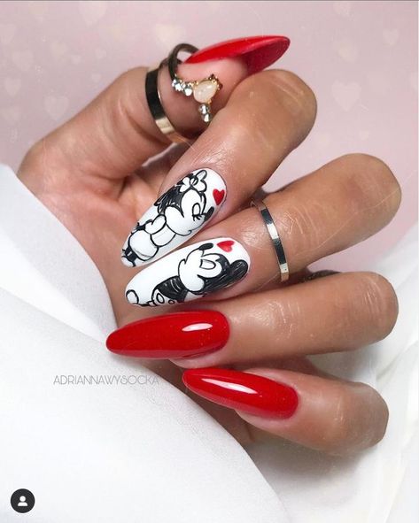 A women's lifestyle destination dedicated to style, entertainment, love, and living beautifully. Disney Acrylic Nails, Mickey Nails, February Nails, Disney Valentines, Valentine Nails, Fashion Terms, Nail Art Disney, Finger Tips, Disney Nails