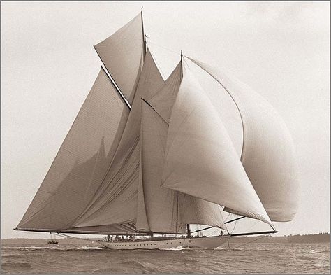 Rainbow (William Starling Burgess, 1934 - photography: Morris Rosenfeld, 1937) Navi A Vela, Classic Sailing, Classic Yachts, Sailing Vessel, Classic Boats, Yacht Boat, Yacht Design, Tall Ships, Sailing Yacht