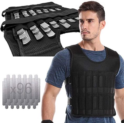 Amazon.com : Adjustable Weighted Vest 44LB Workout Weight Vest Training Fitness Weighted Jacket for man woman (Included 96 Steel Plates Weights) : Sports & Outdoors Fitness Weight Training, Workout Boxing, Jacket For Man, Weight Vest, Gym Outfit Men, Weighted Vest, Steel Plates, Ankle Weights, Home Gym Design