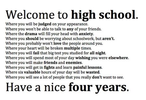 High school NEVER ends. It's just practice for adulthood. High School Funny, High School Quotes, Teenager Quotes About Life, School Sucks, I Hate School, High School Advice, Hate School, School Quotes Funny, Teenager Quotes