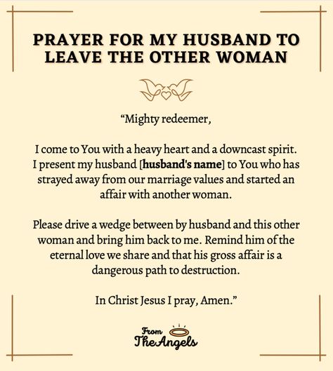 Husband Left Me For Another Woman, Prayer For My Husband At Work, Prayers For Your Husband, Prayer For My Husband, Husband Prayer, Couples Prayer, Prayer For My Marriage, Prayer For Wife, Praying In The Spirit