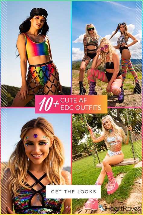 EDC Las Vegas is just around the corner and iHeartRaves has every style to help you serve up looks. Edc Rave Outfits Ideas, Party Outfit Colorful, Edc Orlando Outfits, Edc Las Vegas Outfits, Edc Outfits Ideas, Diy Festival Outfit, Rave Outfits Diy, Rave Outfits Women, Raver Outfits