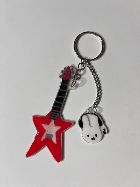 Shrinking Plastic Keychain, Shrink Plastic Charms, Small Keychains, Miffy Keychain, Guitar Keychain, Music Keychain, Plastic Charms, Horse Silhouette, Shrink Plastic