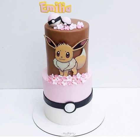 Pokemon Evee Birthday Cake, Evee Pokemon Birthday, Sylveon Cake Ideas, Evee Birthday Cake, Evie Cake Pokemon, Pink Pokemon Cake, Eevee Pokemon Cake, Evee Cake Ideas, Evee Pokemon Cake