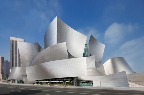 Frank Gehry Famous Architecture Buildings, Los Angeles Architecture, Mall Facade, Mid Term, Walt Disney Concert Hall, Architectural History, Famous Architecture, Music Center, Interior Design Elements