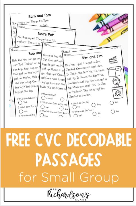 Reading In Kindergarten, Guided Phonics, Decodable Text, Decodable Passages, Intervention Activities, Reading Fluency Passages, Phonics Reading Passages, First Grade Reading Comprehension, Guided Reading Activities