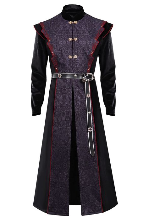 PRICES MAY VARY. Jacquard Fabric Buckle closure Hand Wash Only Kucos Mens Cosplay Costume Prince of the City Lord Flea Bottom Daemon Targaryen Trench Coat Long Robe Black Cape Overcoat Windbreaker for the Fans of Daemon Material: Dark Pattern Jacquard Fabric Includes: Coat+Belt Occasions: Perfect for Halloween cosplay,medieval theme party, dress up, daily, casual,spring, fall and winter wear. Size: Please Read the Size Information in the Product Picture Before Ordering. Male Size X-Small: height Medieval Theme Party, Targaryen Costume, Wizard Costume, Warrior Costume, Daemon Targaryen, Medieval Costume, Medieval Clothing, Game Costumes, Futuristic Fashion