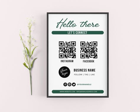 Qr Code Sign, Small Business Signs, White Sign, Social Media Signs, Bookkeeping Templates, Build Relationships, Spelling And Grammar, Sign Templates, Business Signs