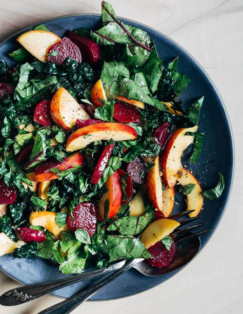 Peach Beet Salad, Beet Greens Recipe, Beet And Peach Salad, Kale And Beet Salad Recipes, Beet And Apple Salad Recipes, Beet And Peach Salad Recipes, Beet Salad With Apples, Beet Green Recipes, Beet Salad Recipes