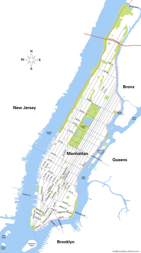 Manhattan, with parks and rivers Map Of Manhattan, City Skylines Game, Manhattan Map, Nyc Map, Manhattan Island, Park River, Liberty Island, New York City Map, City Skylines