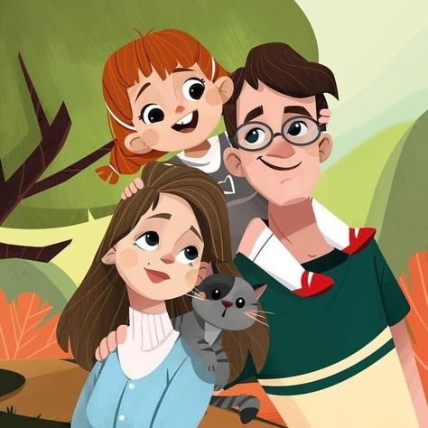 Cute Family Illustration, Family Character Design, Doll Illustration, Illustration Family, Cartoon Family, Illustration Art Kids, 동화 삽화, Illustration Mignonne, Art Mignon