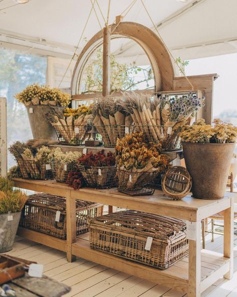 Spring Window Display, Gift Shop Displays, Garden Center Displays, Flower Shop Interiors, Vintage Store Displays, Flower Shop Decor, Farm Store, Retail Inspiration, Dried Florals