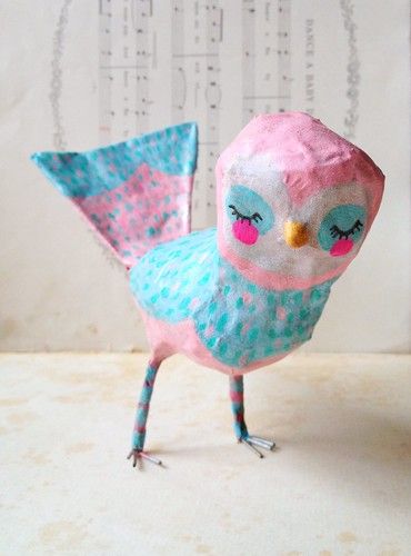 Little paper mache birds | Sarah Hand Art & Wonder | Flickr Funky Crafts, Painted House, Paper Mache Art, Paper Mache Sculpture, Paper Mache Crafts, Papel Mache, Camping Art, Paper Clay, Hand Art