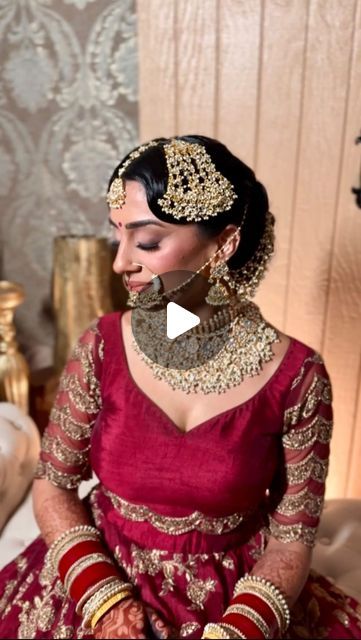 Touch of Elegance 🇨🇦🇺🇸 on Instagram: "Touch Of Elegance Bride - Kamal  Kamal had a regal and elegant vision in mind, and that is what we helped her achieve for her custom bridal look.  She wanted to make a statement with her jewelry and opted for a pearl-heavy necklace along with a choker. Her passa, tikka, jhumki earrings, and saharas were the perfect pieces to complement her look. The showstopper was her stunning nath that gave that old-school maharani look 😍  We designed a timeless choora with statement bangles in the front and back.  We are obsessed with Kamal’s bridal look!  Jewelry: @touchofeleganceshop Outfit: @thenewdelhicompany  #desibride #torontomua #punjabiwedding #indianbride #indianweddingdress #bridallehenga" Maharani Look, Statement Bangles, Heavy Necklace, Desi Bride, Jhumki Earrings, Punjabi Wedding, Bridal Look, Custom Bridal, Indian Wedding Dress