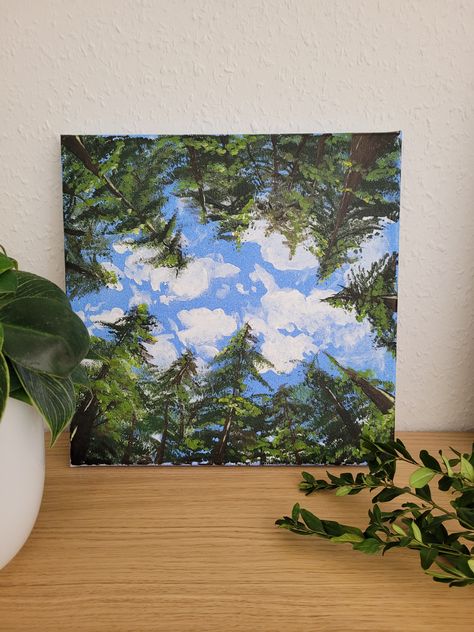 Acryl on Canvas Forest painting Greenery Painting Ideas, Forest Easy Painting, Easy Green Painting Ideas, Mom Painting Ideas, Easy Forest Painting, Canvas Forest Painting, Forest Painting Acrylic Easy, Forest Painting Easy, Forest Canvas Painting