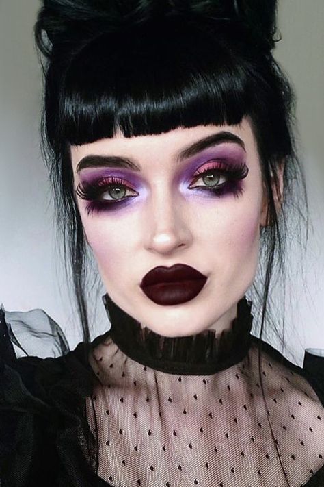 Lila Make-up, Witchy Makeup, Goth Makeup Looks, Goth Makeup Tutorial, Makeup Things, Borderlands Art, Dark Blush, Drag Make-up, Cute Eyeshadow Looks