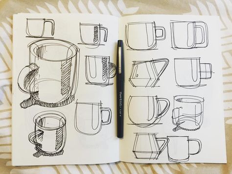 Some tighter coffee mugs/espresso cups. #id #industrial #product #design #sketch #idsketch Cups Ideas Design, Industrial Product Design Sketch, Drawing On Cups Ideas, Drawing On Cups, Portfolio Product Design, Product Design Sketch, Industrial Product Design, Industrial Product, Interior Design Drawings