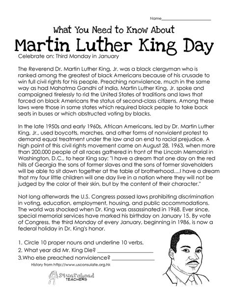 Martin Luther King Jr Worksheets, Martin Luther King Worksheets, Parts Of Speech Practice, Mlk Activities, Martin Luther King Activities, Martin Luther King Jr Activities, Rodney King, Elementary Worksheets, 3rd Grade Writing