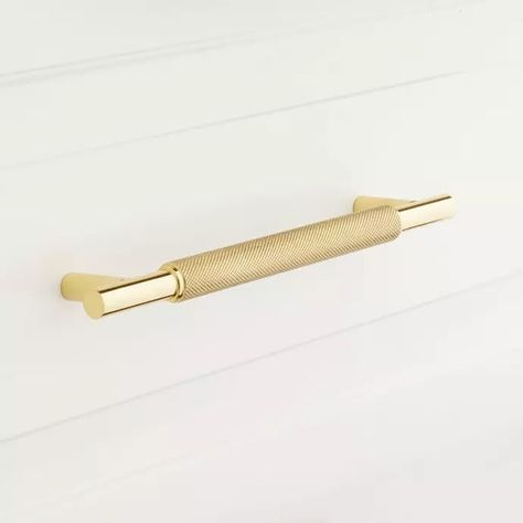 Arles Knurled Brass Cabinet Pull - Polished Brass, Brass Cabinet Pull, Cabinetry Hardware, Brass Cabinet Handles, Brass Cabinet Hardware, Pull Bar, Brass Cabinet Pulls, Acrylic Cabinets, Pull Cabinet, Cabinet Drawer Hardware