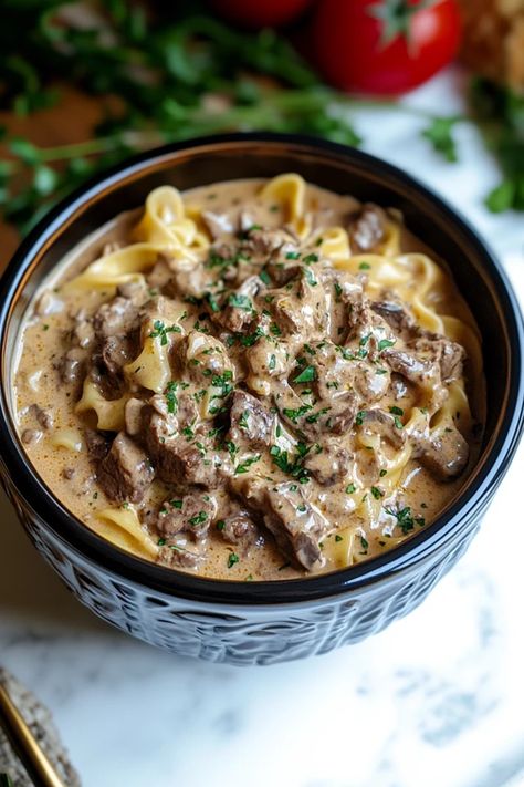 Discover the ultimate comfort food with this easy Crockpot Beef Stroganoff recipe. Tender beef, creamy sauce, and rich flavors, all slow-cooked to perfection. Perfect for busy weeknights or lazy weekends. Try this recipe today – see full instructions #beefstroganoff #crockpotrecipes #slowcookermeals #comfortfood #easyrecipes #beefrecipes #dinnerideas #mealprep #familydinner #creamybeefstroganoff Homemade Beef Stroganoff Crockpot, Crockpot Stroganoff Recipes, Slow Cooked Beef Recipes, Beef Stroganoff In Crockpot, Easy Beef Stroganoff Crockpot, Easy Crockpot Beef Stroganoff, Beef Stroganoff Slow Cooker, Crockpot Stroganoff, Stroganoff Recipe Easy