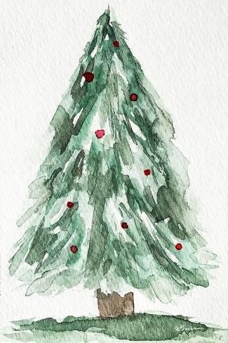 size: 18x12in Art Print: Christmas Tree Watercolor 1 by Victoria Brown : Christmas Tree Watercolor, Twig Christmas Tree, Posters Diy, Learn Watercolor Painting, Tree Watercolor, Watercolor Christmas Tree, Christmas Tree Art, Christmas Card Art, Watercolor Paintings For Beginners