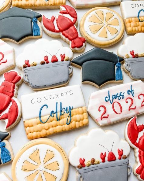 Crawfish Boil Cookies, Boiled Cookies, Crawfish Party, Gender Reveal Cookies, Shrimp Boil, Clam Bake, Crawfish Boil, Graduation Cookies, Seafood Boil