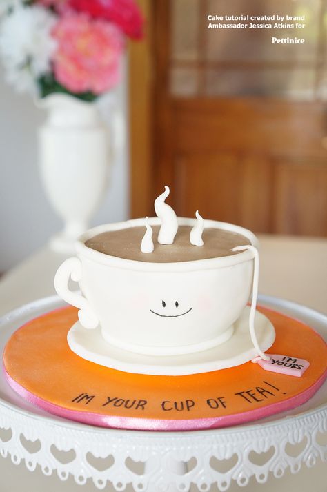 Pettinice | I’m your cup of tea with Jessica Atkins http://ibaketoday.blogspot.com Tea Cake Design, Chai Cake, Apple Tea Cake, Chocolate Tea Cake, Cinnamon Tea Cake, Lemon Tea Cake, Starbucks Cake, Green Tea Cake, Cake Design Inspiration