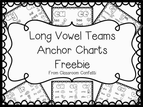 Vowel Teams Chart, Vowel Teams Anchor Chart, Vowel Anchor Chart, Classical Homeschooling, Vowel Team Words, Sound Activities, Teaching Freebies, Vowel Activities, First Grade Phonics