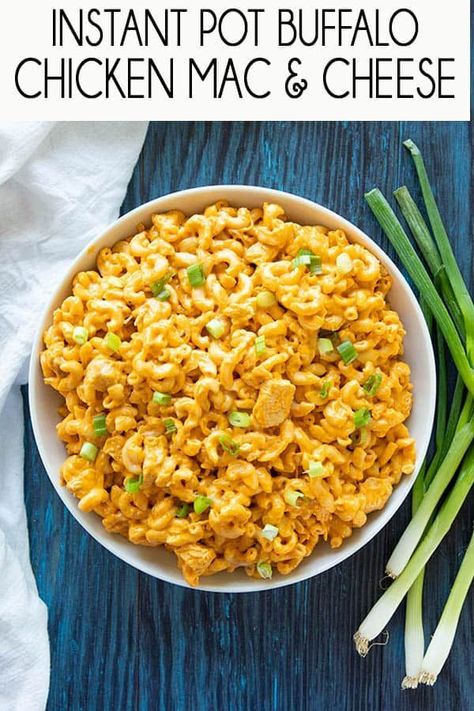 Instant Pot Buffalo Chicken Mac  Cheese is so quick and easy to whip up in one pot!  This recipe has a mouthwatering cheesy buffalo sauce and is ready fast! Easy Instant Pot Pasta, Instant Pot Pasta Recipes, Pot Pasta Recipes, Buffalo Chicken Mac And Cheese, Instant Pot Buffalo Chicken, Buffalo Mac And Cheese, Instant Pot Pasta, Chicken Mac And Cheese, Resep Pasta