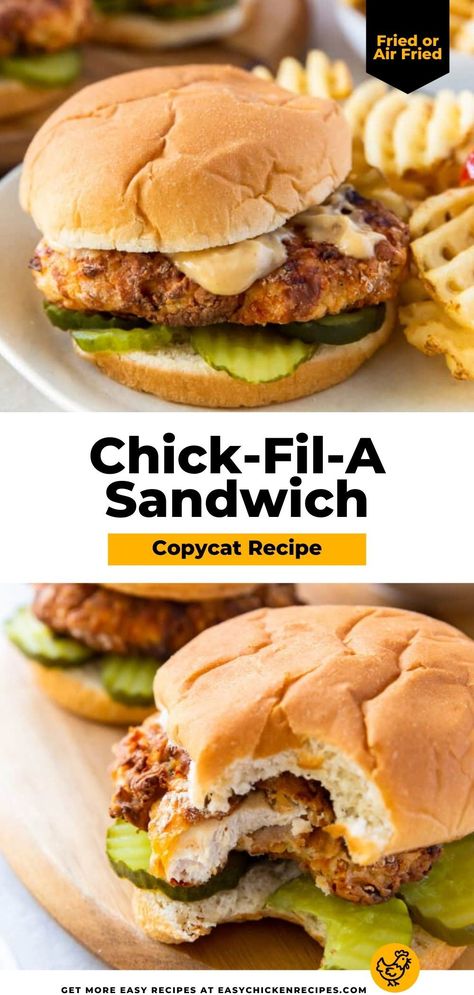 Chick Fillet Chicken Recipe, Chik Fil A Sandwich Copycat, Air Fryer Chick Fil A Chicken Sandwich, Home Made Chicken Sandwich Recipes, Chicken Tender Sandwich Ideas, Chicken Tenderloin Sandwich Recipes, Chick Fil A Chicken Recipe Air Fryer, Chickfila Sandwich Recipe, Chicken Sandwich Sauce Recipes