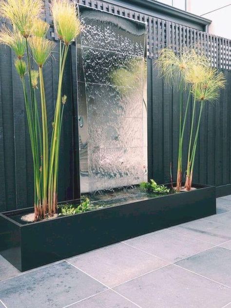 25 Astound Garden Wall Water Feature Ideas Outdoor Wall Fountains, Water Wall Fountain, Water Fountain Design, Taman Air, Water Feature Wall, Air Mancur, Outdoor Water Features, Fountains Backyard, نباتات منزلية