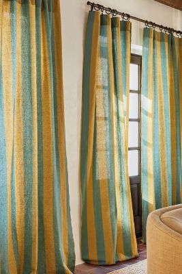 Shop the Pallido Curtain and more at AnthroLiving today. Read customer reviews, discover product details and more. Unique Curtains, The Curtains, Striped Curtains, Curtains Living, Home Curtains, Hus Inspiration, Hanging Curtains, Design Concepts, Yellow And Green