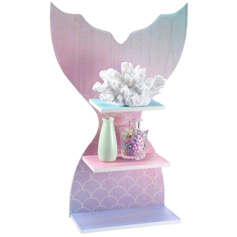 PRICES MAY VARY. Creative and Cute Mermaid Tail Shape: our bedroom shelves for walls kids adopt a mermaid tail shape, creative and cute, decorated with bright dreamy colors, fairy and eye catching, to add a touch of color and fun, easy to attract the attention of your girls Suitable Size to Display: this mermaid decor for bathroom is about 21.46 x 14.02 inches/ 54.5 x 35.6 cm, compact and lightweight, suitable and proper, you can use it to hold and store many items as you like, to give you a con Nursery Floating Shelves, Mermaid Shelf, Surf Room Decor, Wall Decor Shelf, Shelf Wall Decor, Mermaid Bathroom Decor, Surf Room, Mermaid Bedroom, Sea Nursery