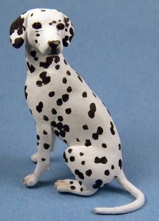 Dalmation dog - $80.00 : S P MINIATURES - hand crafted dollhouse scale miniatures, S P MINIATURES - shop online for dollhouse scale miniatures Felt Weaving, Miniature Cats, Miniature Accessories, Silicone Baby Dolls, Dog Sketch, Miniature Dogs, Animal Crackers, Tiny Things, Miniature Animals