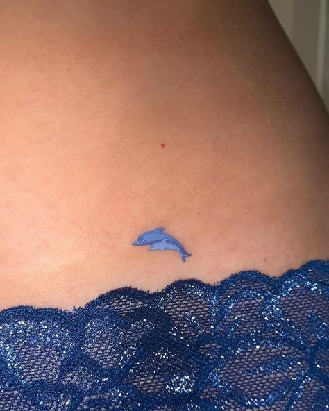 Small Blue Tattoo, Small Tattoo Ideas For Men, Blue Ink Tattoos, Dolphins Tattoo, Blue Tattoo, Petite Tattoos, Small Tattoo Ideas, Getting A Tattoo, Minimalist Tattoos