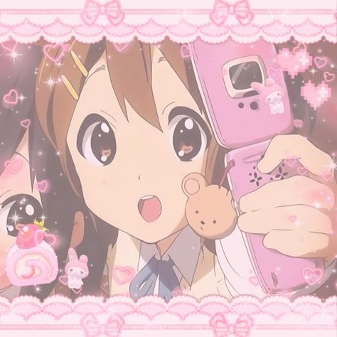 Cute Icons Kawaii, R Icon, K On Pfp, Creepy Pink Aesthetic, K-on Icons, Yui Hirasawa, Soft Pink Theme, K On, Kawaii Core