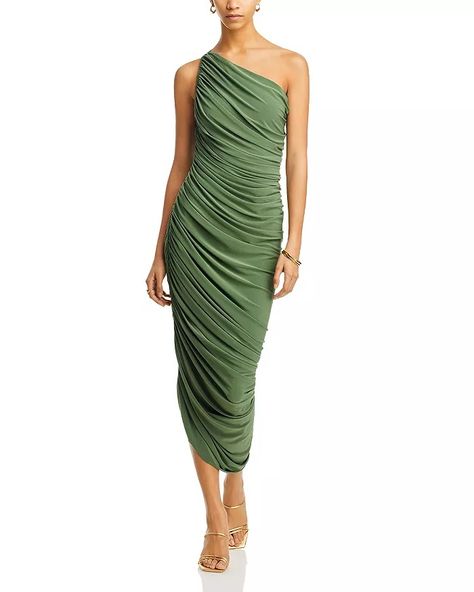 Norma Kamali Diana One Shoulder Gown | Bloomingdale's Diana Gown, One Shoulder Gown, Designer Drapes, Norma Kamali, Mother Of The Groom, Women Dresses, Stretch Fabric, Knee Length, One Shoulder