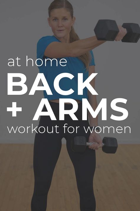 Build strong, sculpted arms and back muscles with this at-home ARM and BACK Workout with weights! The best dumbbell back and arm exercises designed to burn out EVERY arm muscle; with extra emphasis on the largest upper body muscle — the back muscles. Back And Arm Exercises, Back Workout With Weights, Back And Arm Workout, Back And Arms Workout, Arm And Back Workout, Arms Workout For Women, Upper Arm Exercises, Build Arm Muscle, Back Of Arm Exercises