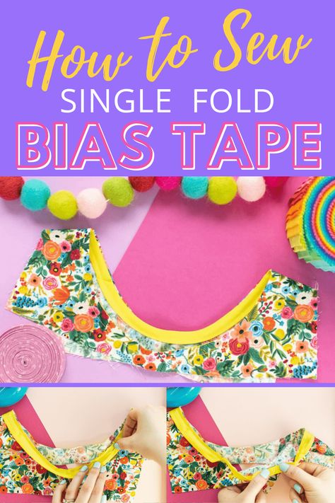 How to Sew Single Fold Bias Tape Bias Tape Neckline, Bias Tape Tutorial, Sewing Bias Tape, Curved Neckline, Dress Making Patterns, Red Poppy, Pattern Drafting, Cricut Tutorials, Bias Tape