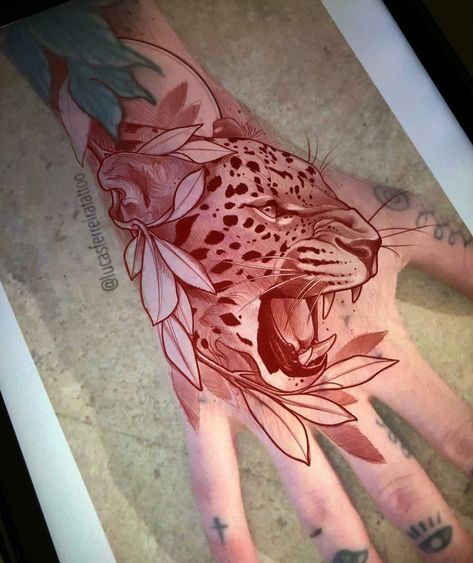 Jaguar Tattoo, Leopard Tattoos, Flower Tattoo Shoulder, Tattoo Desings, Modern Tattoos, Knee Tattoo, Tattoo Illustration, Head Tattoos, Time Tattoos