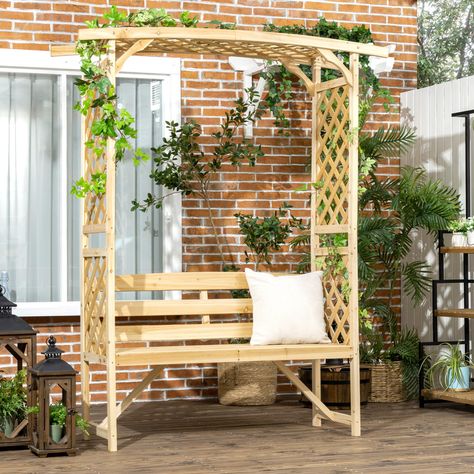 Beachcrest Home Josefina Wooden Garden Bench | Wayfair Arbor Arch, Arbor Bench, Porch Bench, Arch Trellis, Wooden Garden Benches, Backyard Shade, Garden Display, Bench Outdoor, Backyard Gazebo