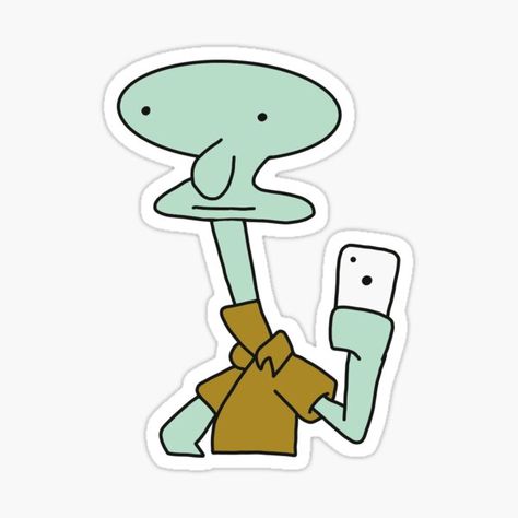 Squidward Tentacles taking a selfie in front of a mirror Spongebob And Squidward, Phone Cover Stickers, Spongebob Christmas, Watch Spongebob, Spongebob Pics, Squidward Tentacles, Mirror Stickers, Phone Stickers, Meme Stickers