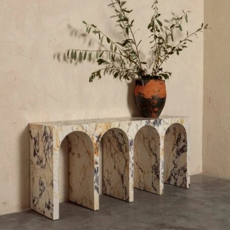 Console Tables and Desks - marble console tables and mid-century desks Marble Interior Design, Large Console Table, Viola Marble, Marble Interior, Marble Box, Marble Console Table, Colorful Interior Design, Marble Console, Buffet Console