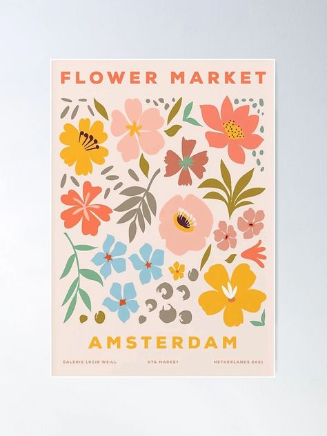 "Flower Market Amsterdam" Poster for Sale by collinsorlo | Redbubble Amsterdam Flower Market, Amsterdam Art, Market Poster, Flower Market Poster, Matisse Art, Personalised Prints, Flower Prints Art, Flower Market, Henri Matisse