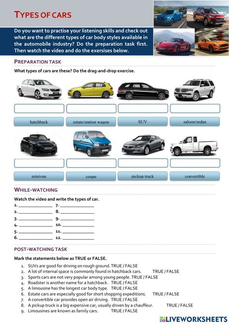 Cars Worksheets, Auto Mechanics Tools, Types Of Cars, Car Activities, Mechanic Tools, Car Mechanic, School Subjects, Mechanical Engineering, Online Workouts