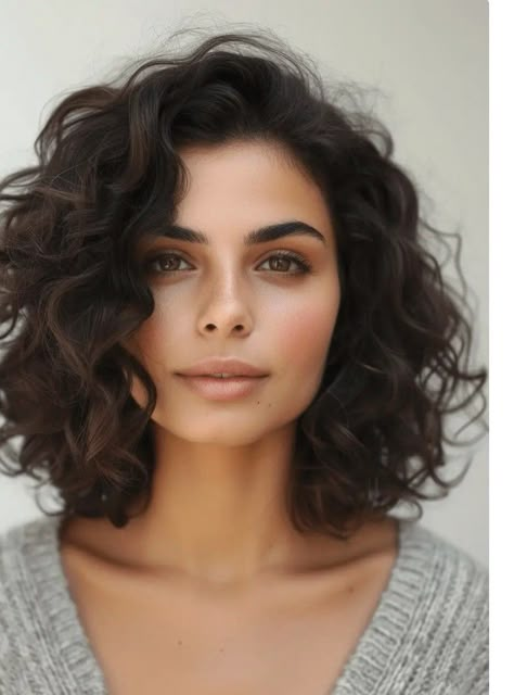 Natural Curly Lob Haircut, Haircuts For Curly Hair Natural Curls Short Layers, Shoulder Length 2c Hair, 2c Curly Hair Lob, 2c Curly Hair Shoulder Length, Curly Bob 2024, Long Curly Bob, Mid Length Curly Hairstyles, Curly Color