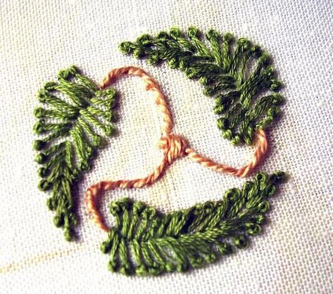 Pistil Stitch, Stitch Leaves, Maidenhair Fern, Embroidery Leaf, Cross Stitch Pillow, Wool Embroidery, Hand Embroidery Stitches, Needle Art, Embroidery Tutorials