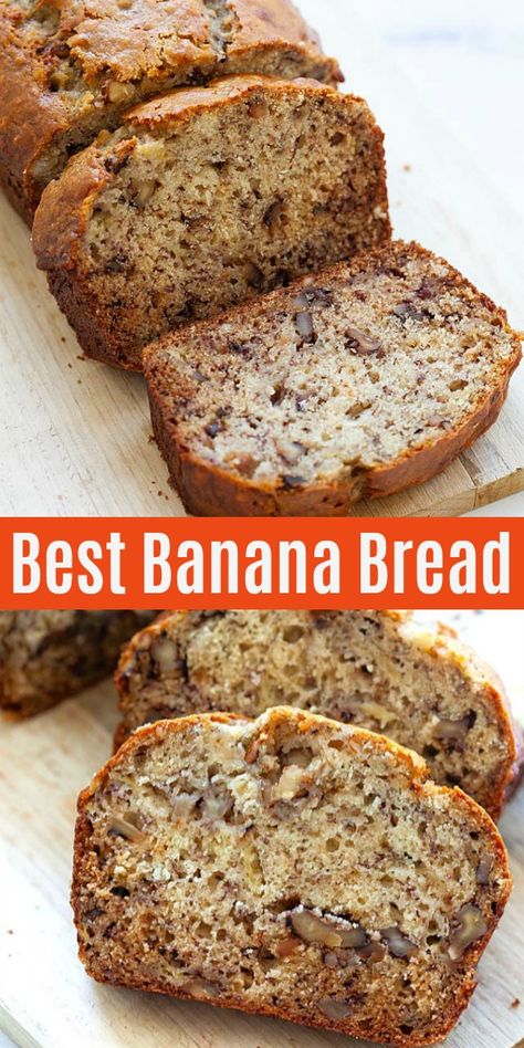 Best Banana Bread Recipe (Extra Moist and Soft!) - Rasa Malaysia Banana Bread Recipe Easy Moist, The Best Banana Bread Recipe, Best Banana Bread Recipe, Banana Nut Bread Recipe, The Best Banana Bread, Nut Bread Recipe, Banana Walnut Bread, Banana Bread Recipe Moist, Homemade Banana Bread