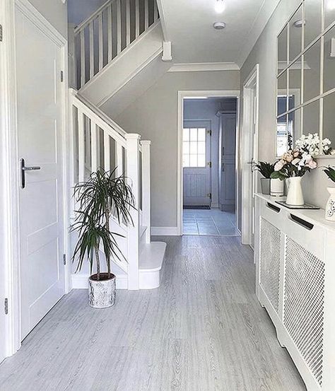 Small Hall Stairs And Landing Decor, Final Flooring, Hall Stairs And Landing Decor, Small Entrance Halls, Bright Hallway, Hall Colour, House Staircase, Dream Life House, Hallway Designs